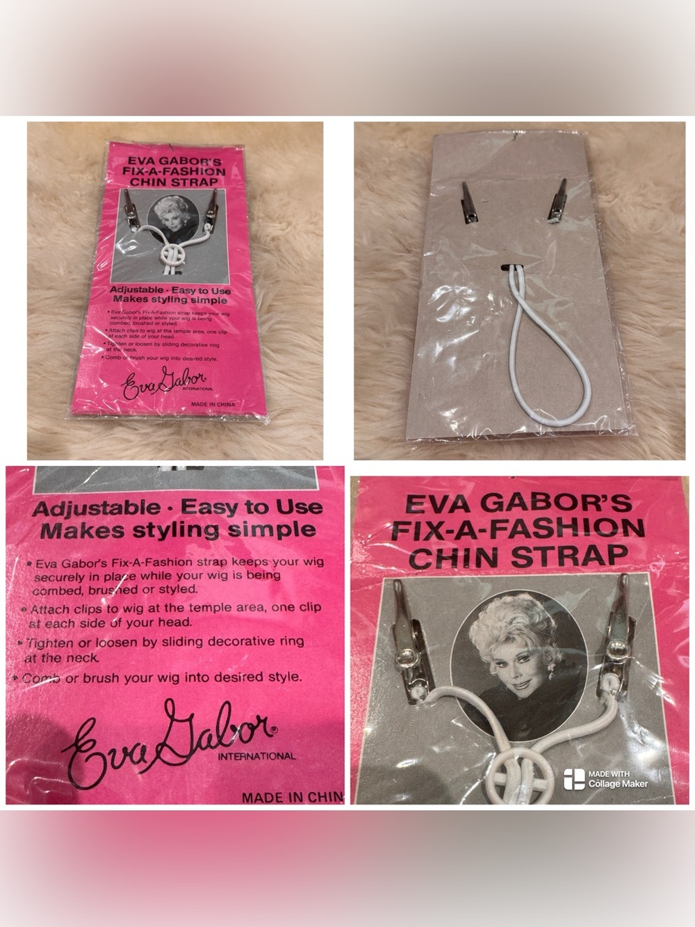 Collector’s Vtg 70s Eva Gabor Fix-A-Fashion chin strap securing wigs for styling